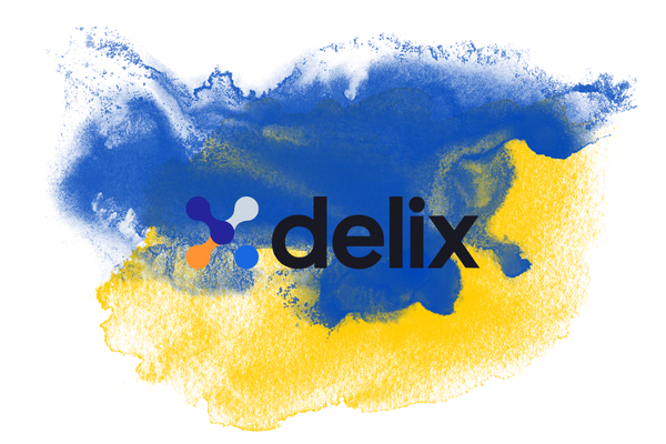 delix logo over paint splashes in uc davis blue and gold colors