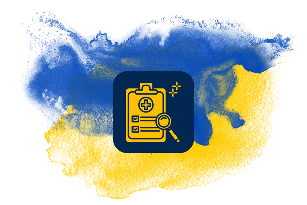 icon of clipboard and magnifying glass to signify clinical trials
